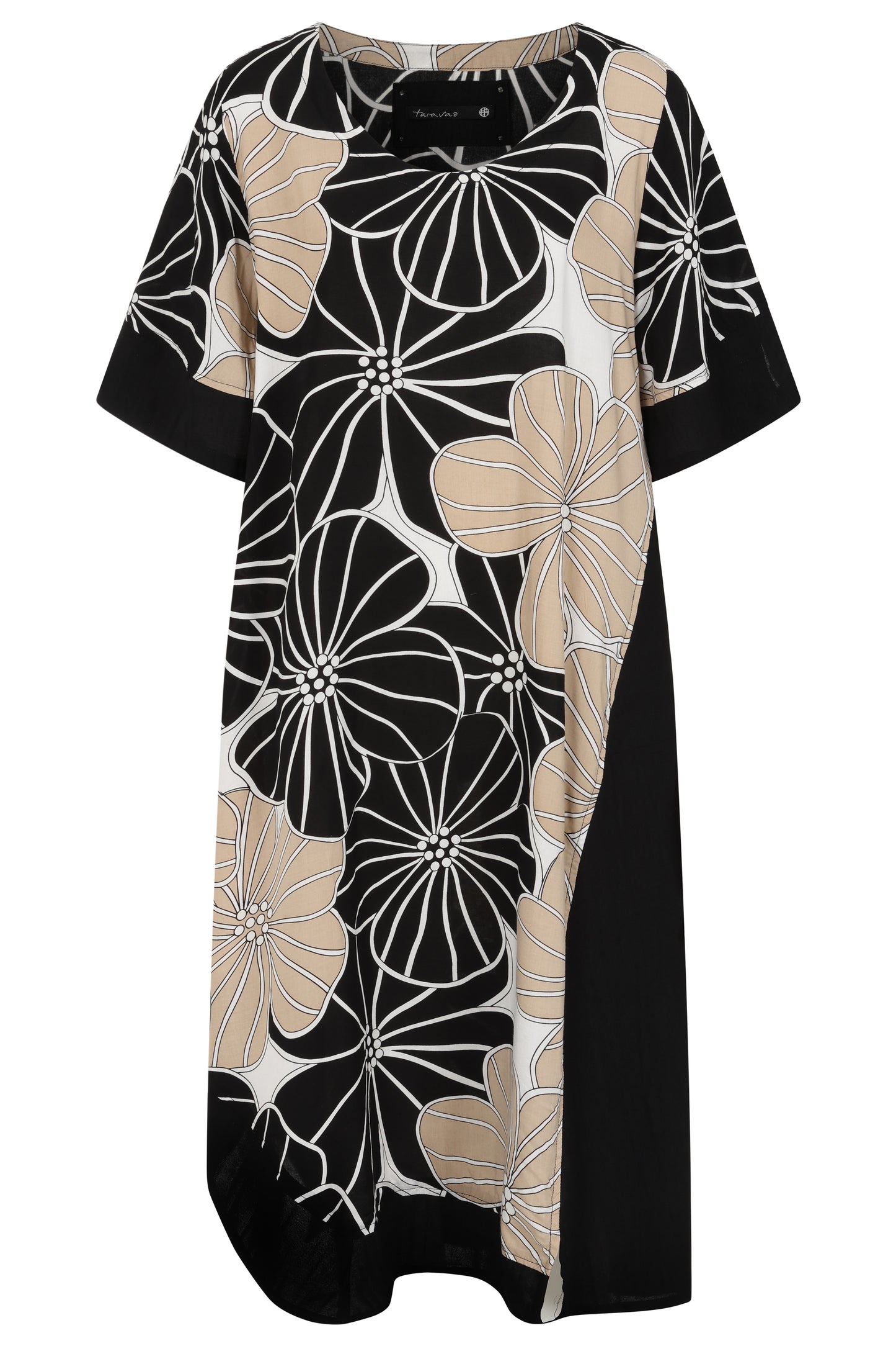 Black/Taupe Short Sleeve Dress | Tara Vao Marilou 9047