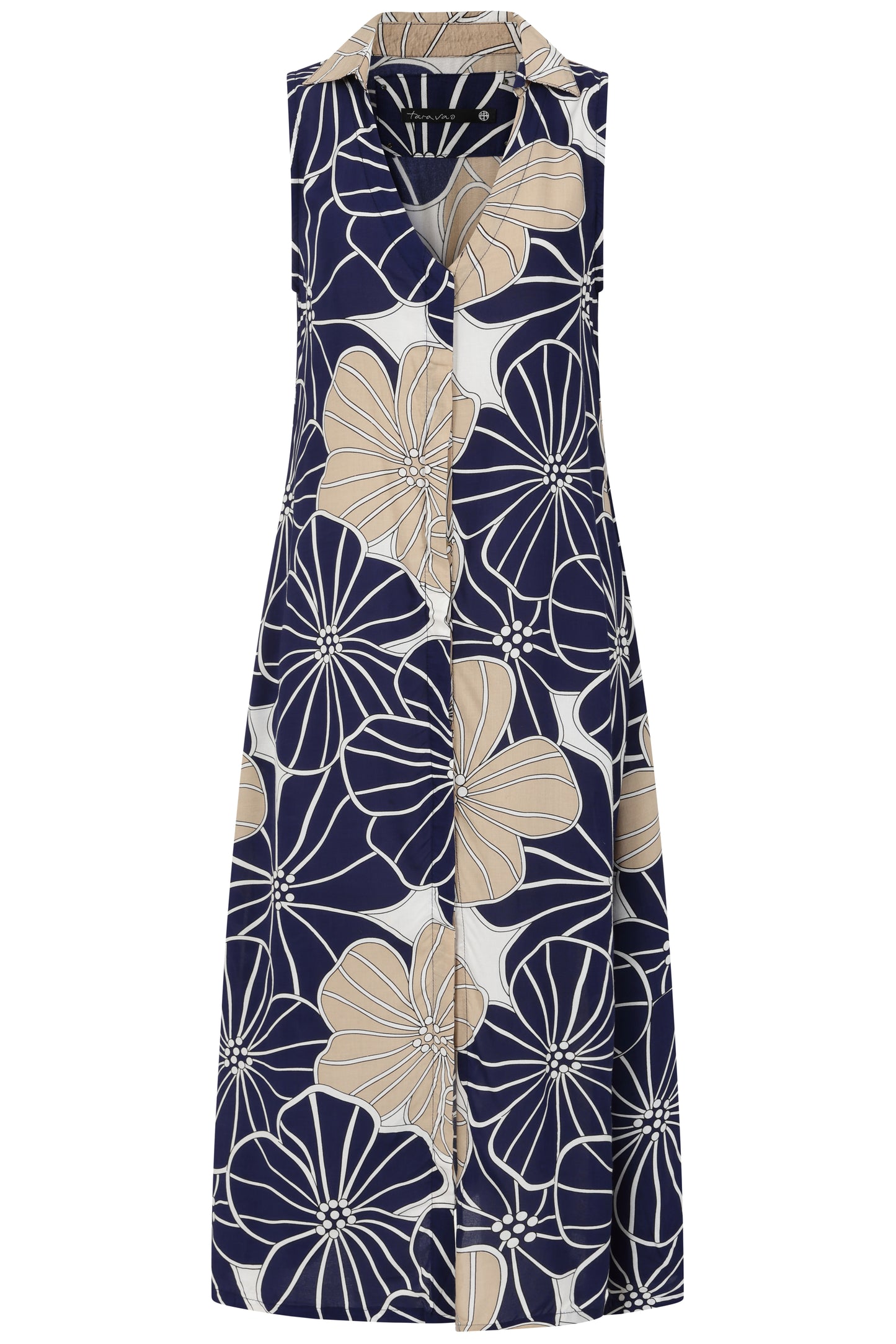 Navy/Taupe Collared Sleeveless Dress | Tara Vao Marilou 9048