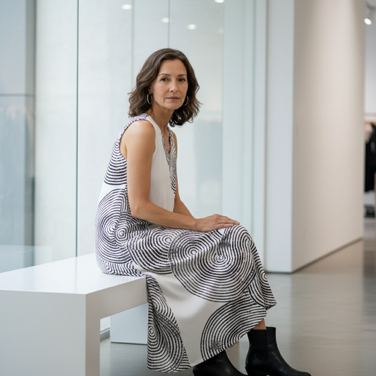 Navy/White Sleeveless Dress | Tara Vao Marilyn 8178