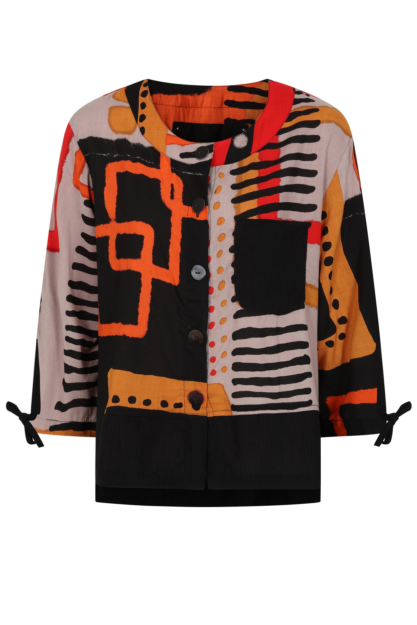 Black/Geometric Print Jacket | Tara Vao Malika 5095