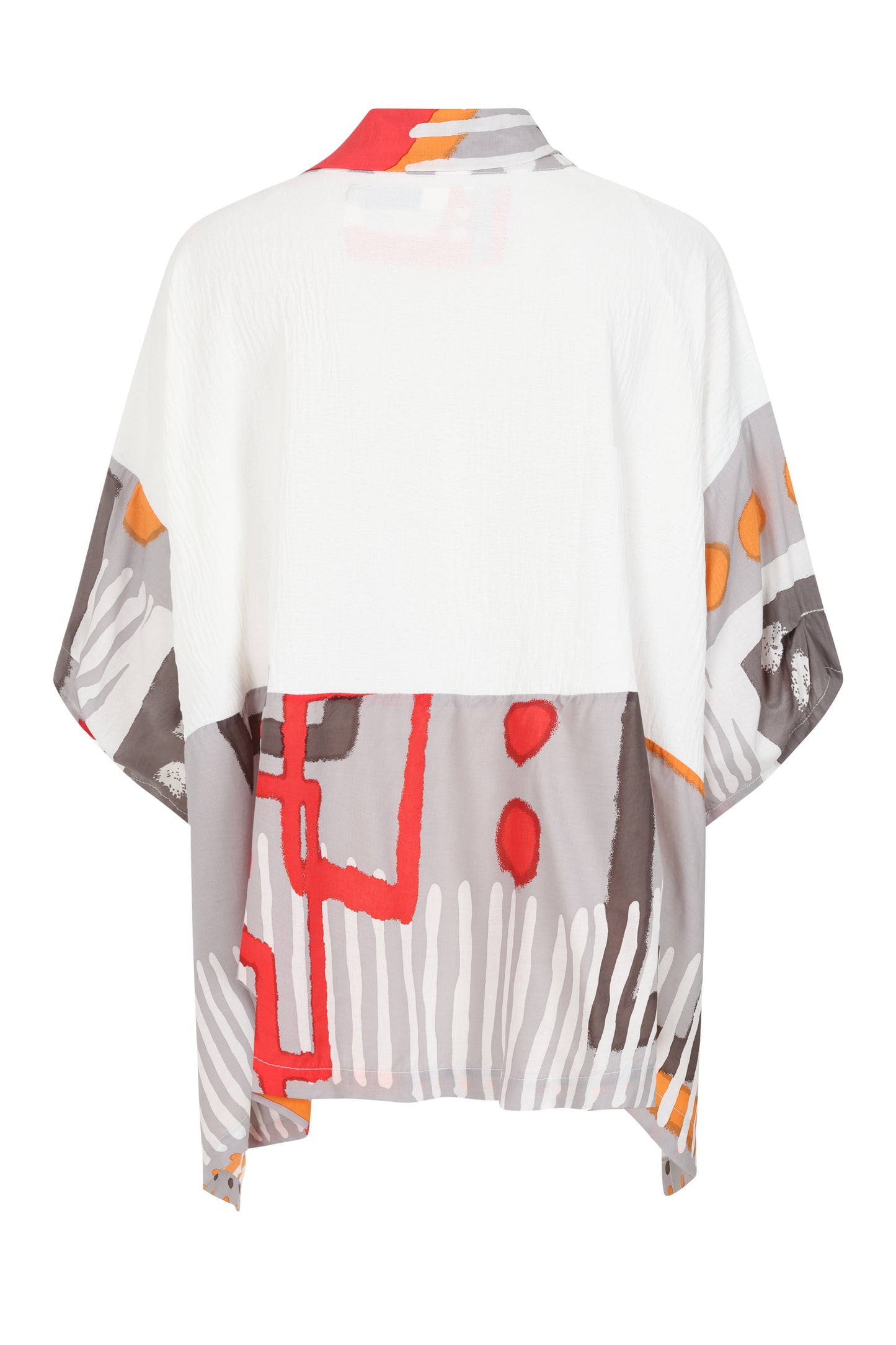 White & Geometric Print Open Kimono | Tara Vao Malika 5097