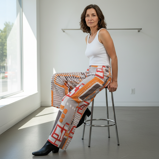 Geometric Print Wide Leg Trousers | Tara Vao Malika 4016