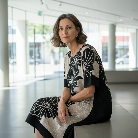 Black/Taupe Short Sleeve Dress | Tara Vao Marilou 9047