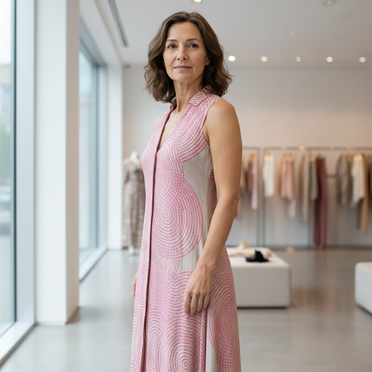 Pink/Grey Collared Sleeveless Dress | Tara Vao Marilyn 9048