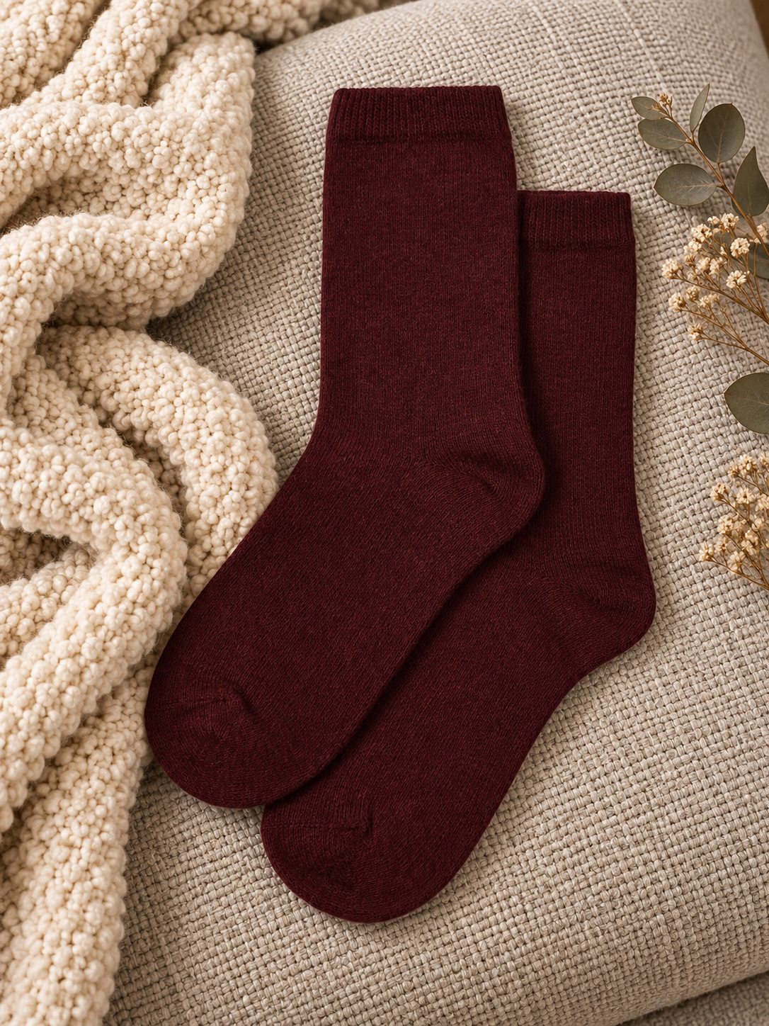 Cosy Cashmere Short Sock – Merlot | Chalk