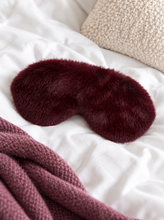 Merlot Faux Fur Joey Eye Mask | Chalk
