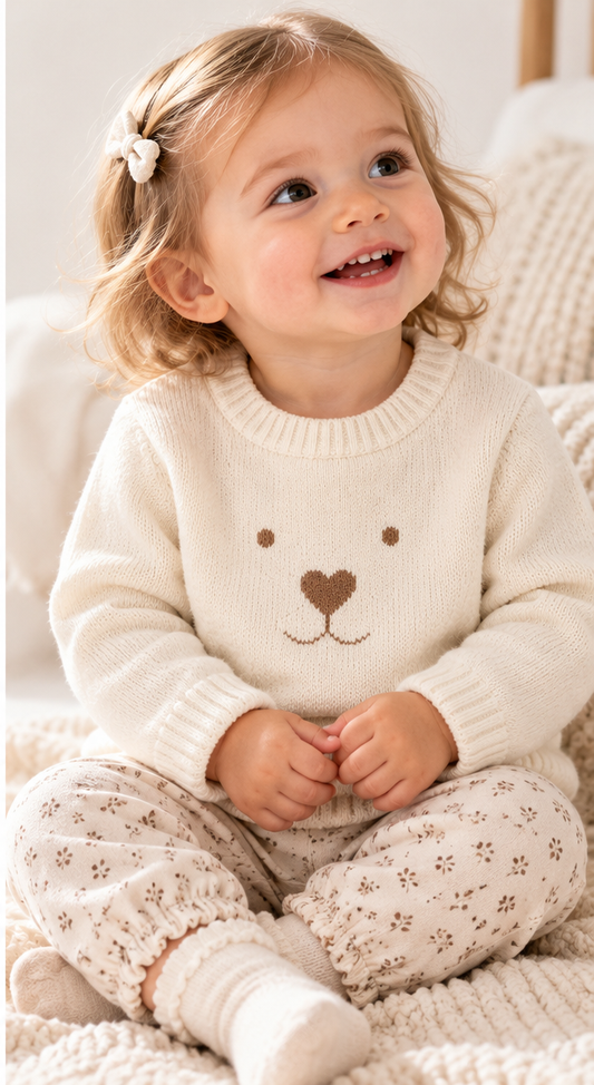 Mini Chalk Cub Knitted Jumper – Cream