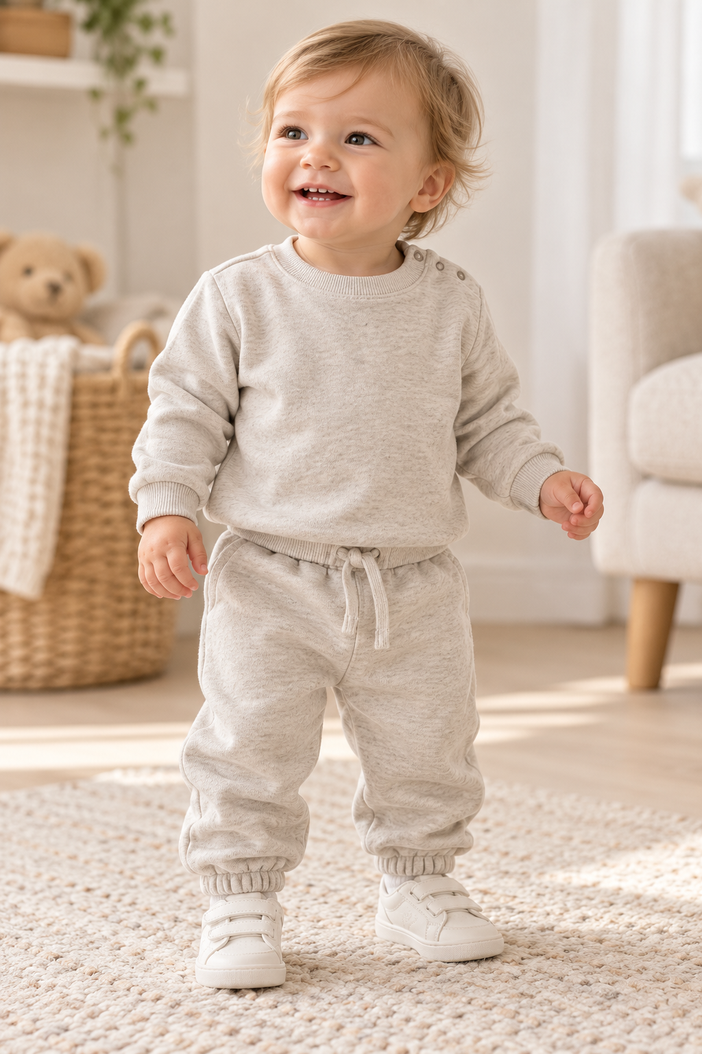 Mini Chalk Duckling Two Piece Tracksuit Set – Beige
