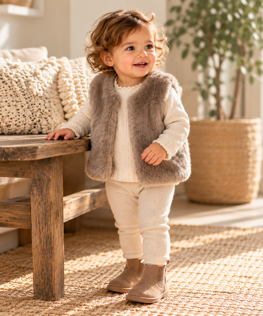 Mini Chalk Doe Faux Fur Gilet – Dormouse