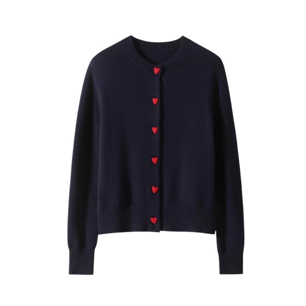 Red Heart Buttons Navy Cardigan | Last True Angel