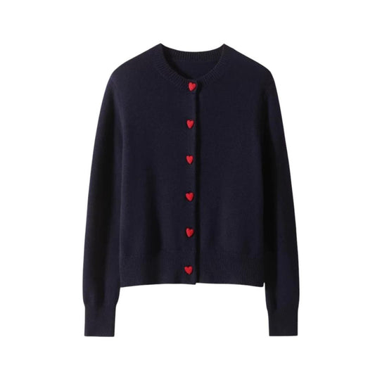 Red Heart Buttons Navy Cardigan | Last True Angel