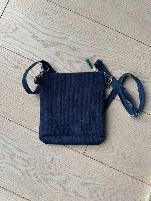 Corduroy Cross Body Bag - Navy | Lua Gifts