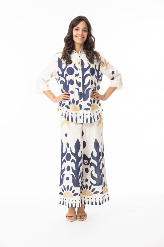 Nazca Navy Print Wide Leg Culottes | Orientique 4658