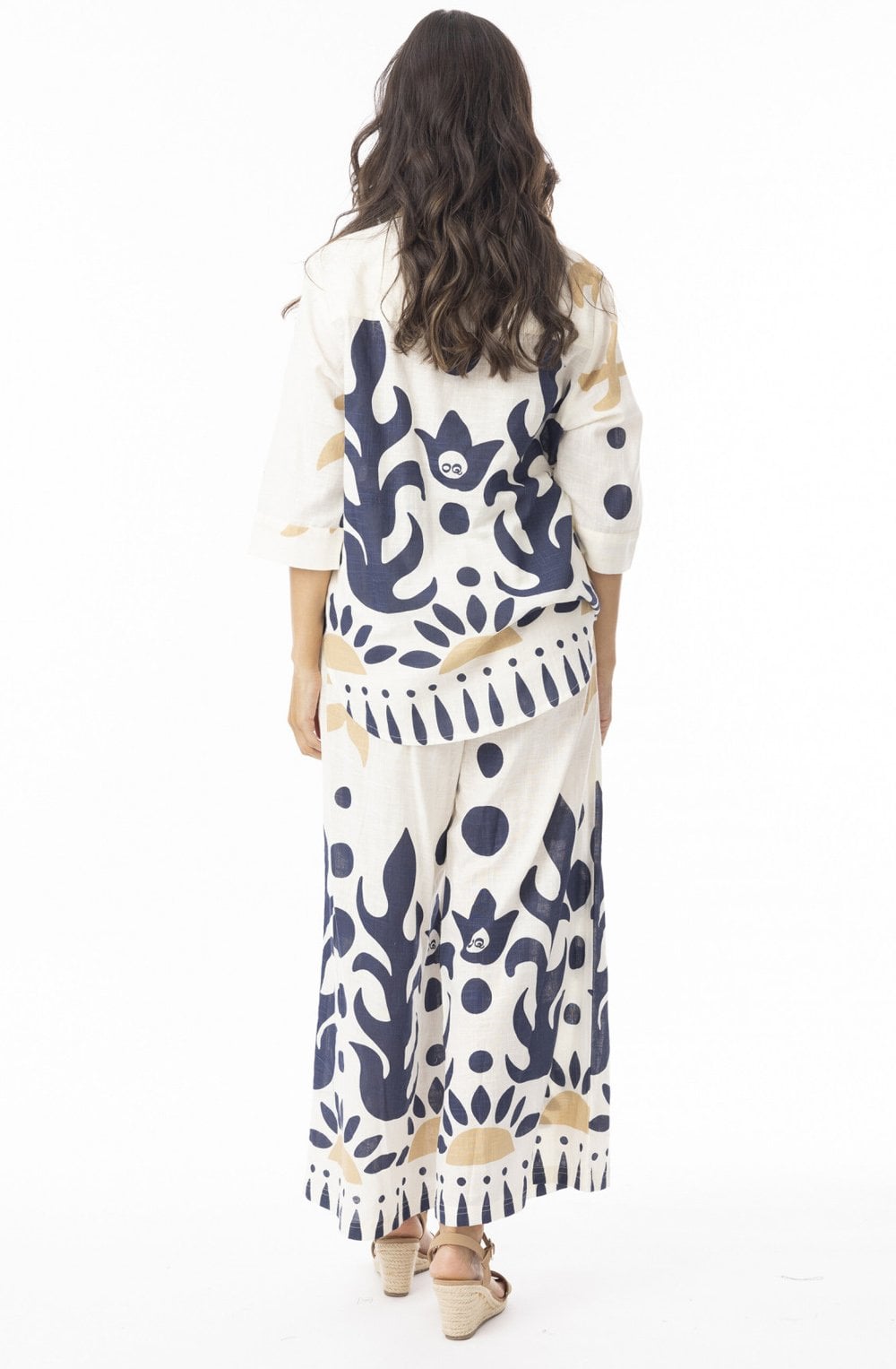 Nazca Navy Print Wide Leg Culottes | Orientique 4658