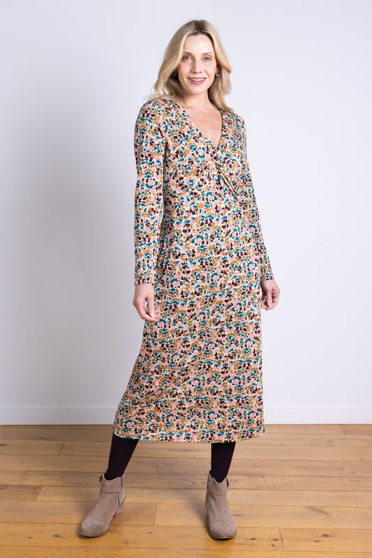 Ecru Print Knot Midi Dress | Nomads