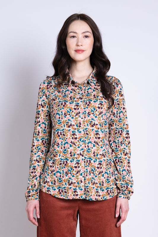 Ecru Print Ecovero Jersey Shirt | Nomads