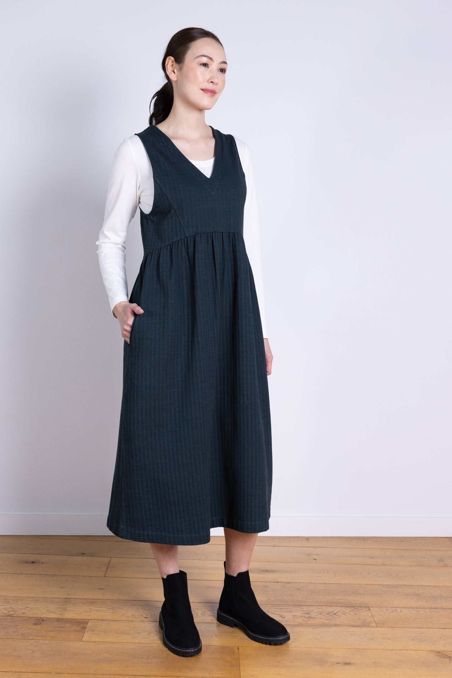 Organic Cotton Pinnafore Dress - Midnight | Nomads