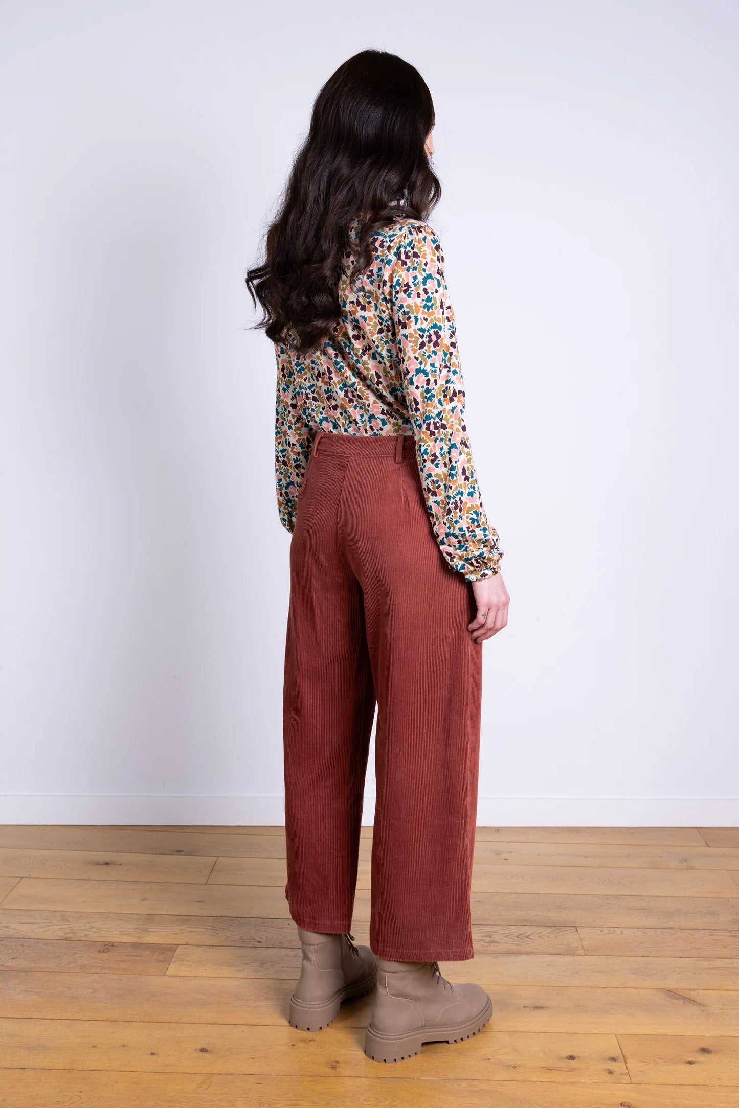 Chunky Cord Cotton Cropped Trousers - Rose | Nomads