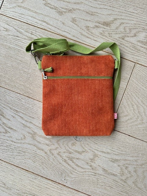 Corduroy Cross Body Bag - Orange | Lua Gifts