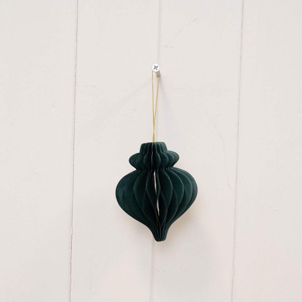 Set of 3 Dark Green Teardrop Baubles | Satchville