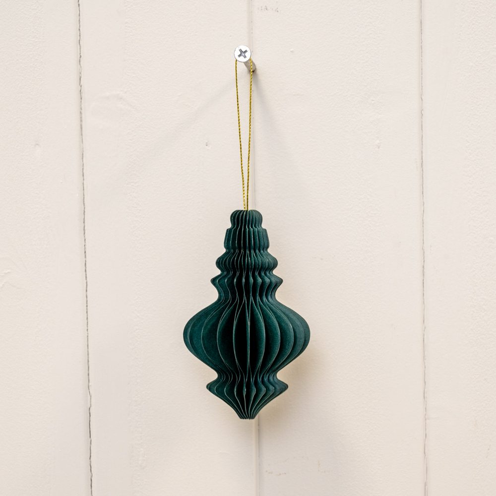 Set of 3 Dark Green Chandelier Paper Hanging Baubles | Satchville