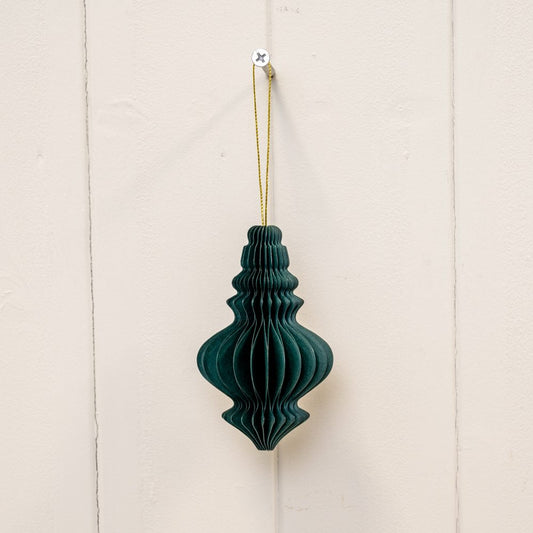 Set of 3 Dark Green Chandelier Paper Hanging Baubles | Satchville