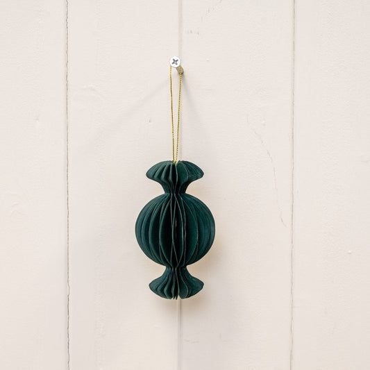 Set of 3 Dark Green Paper Hanging Candy Baubles | Satchville