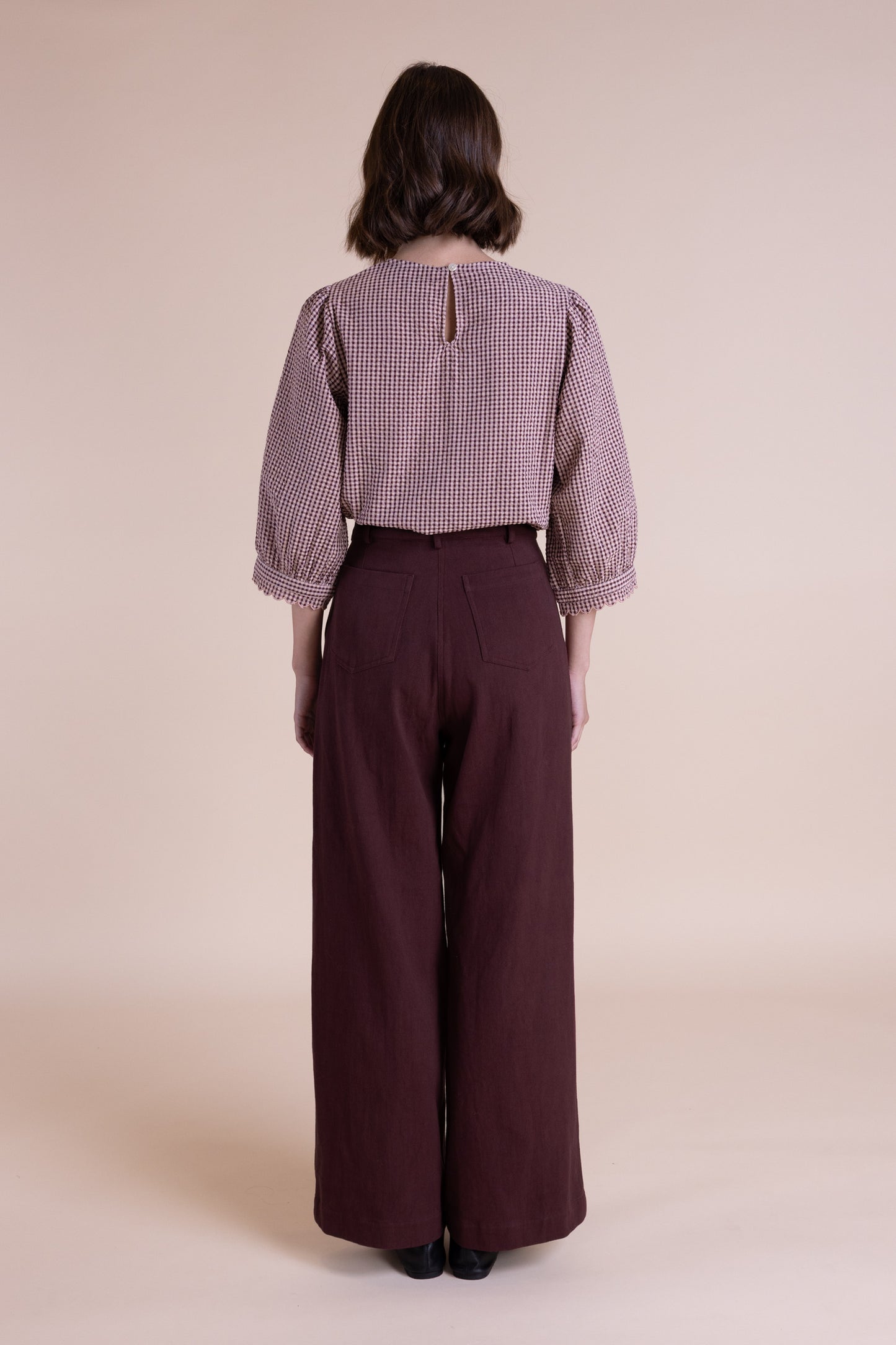 Burgundy Cotton Drill Wide Leg Jeans | Saige by Nomads