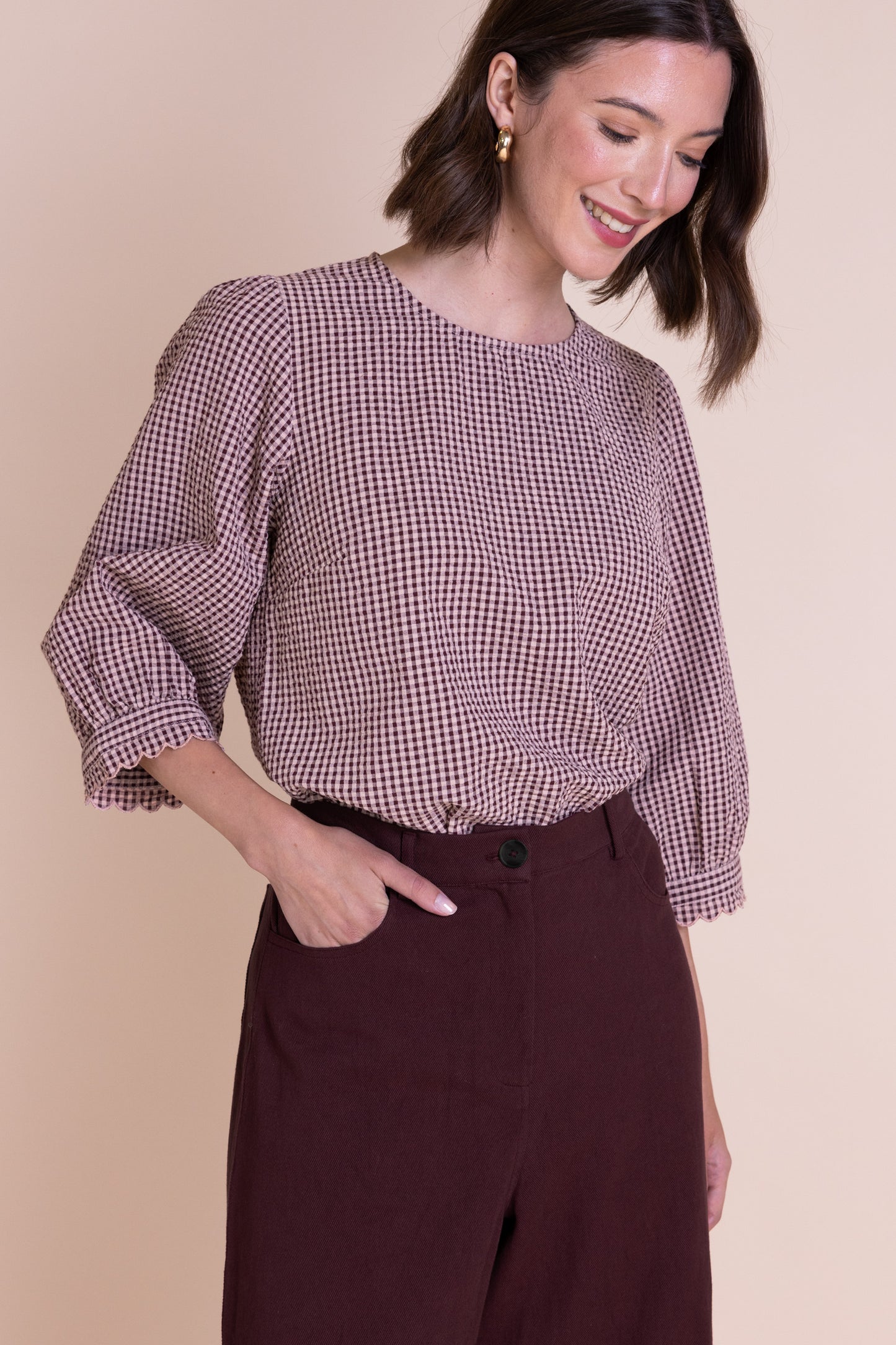 Burgundy Cotton Drill Wide Leg Jeans | Saige by Nomads