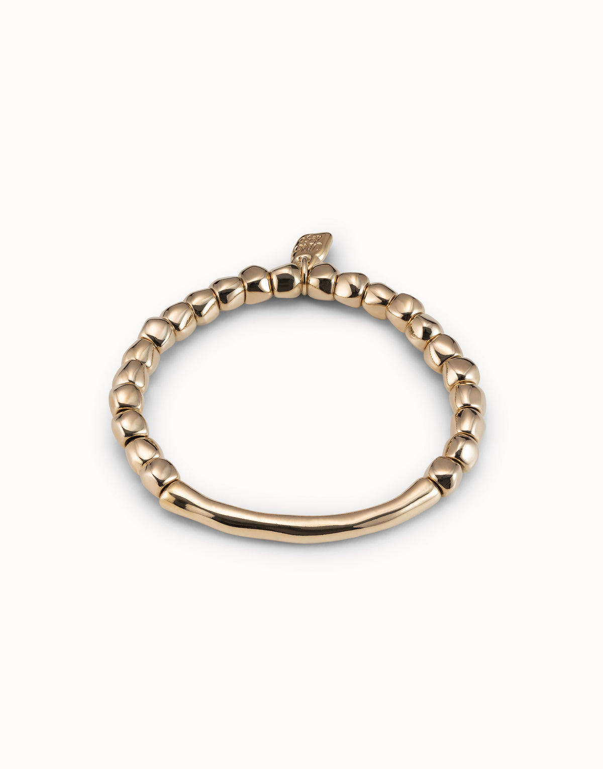 UNOde50 Gold Beaded Stretch Bracelet with Tubular Piece – PUL1208