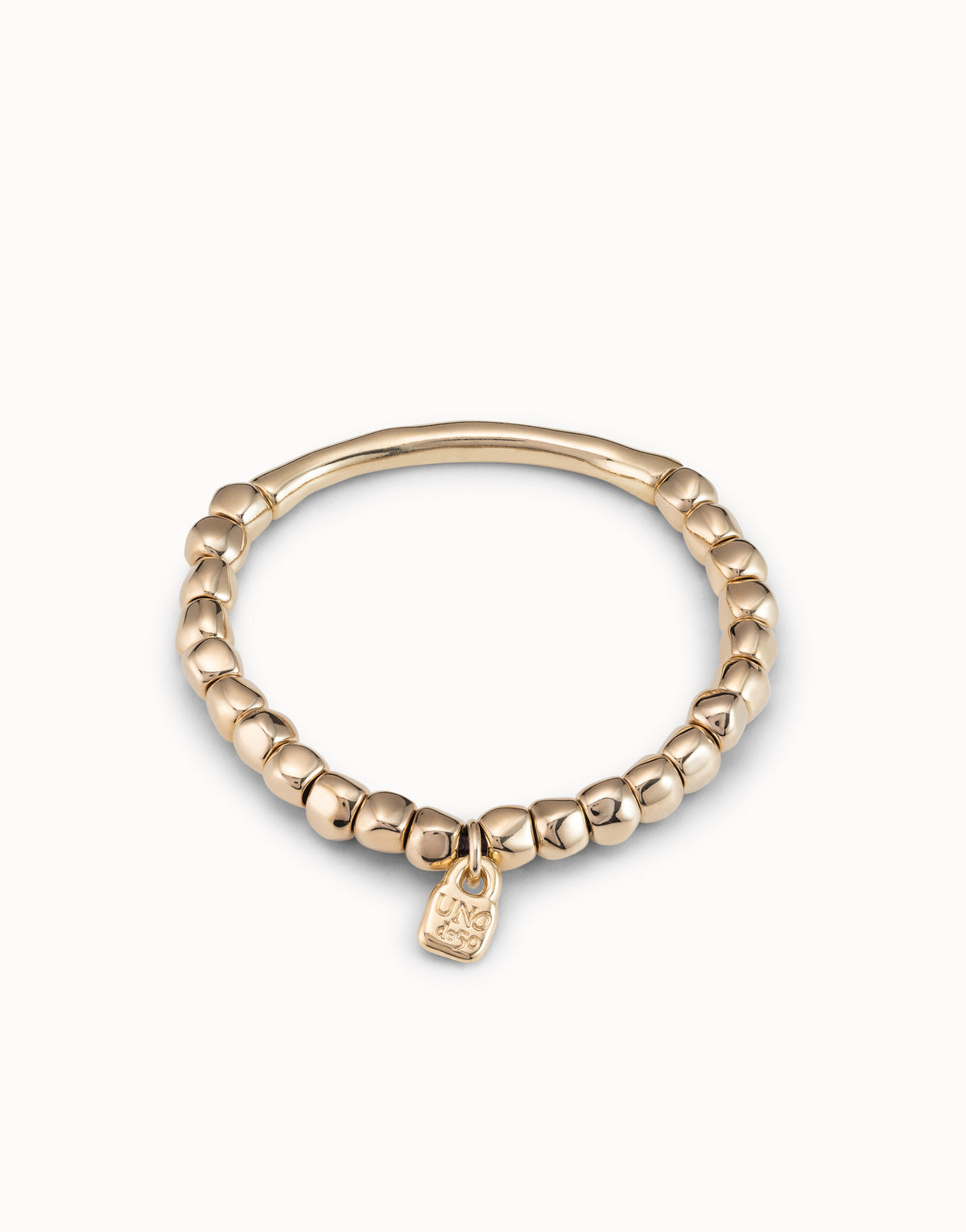UNOde50 Gold Beaded Stretch Bracelet with Tubular Piece – PUL1208