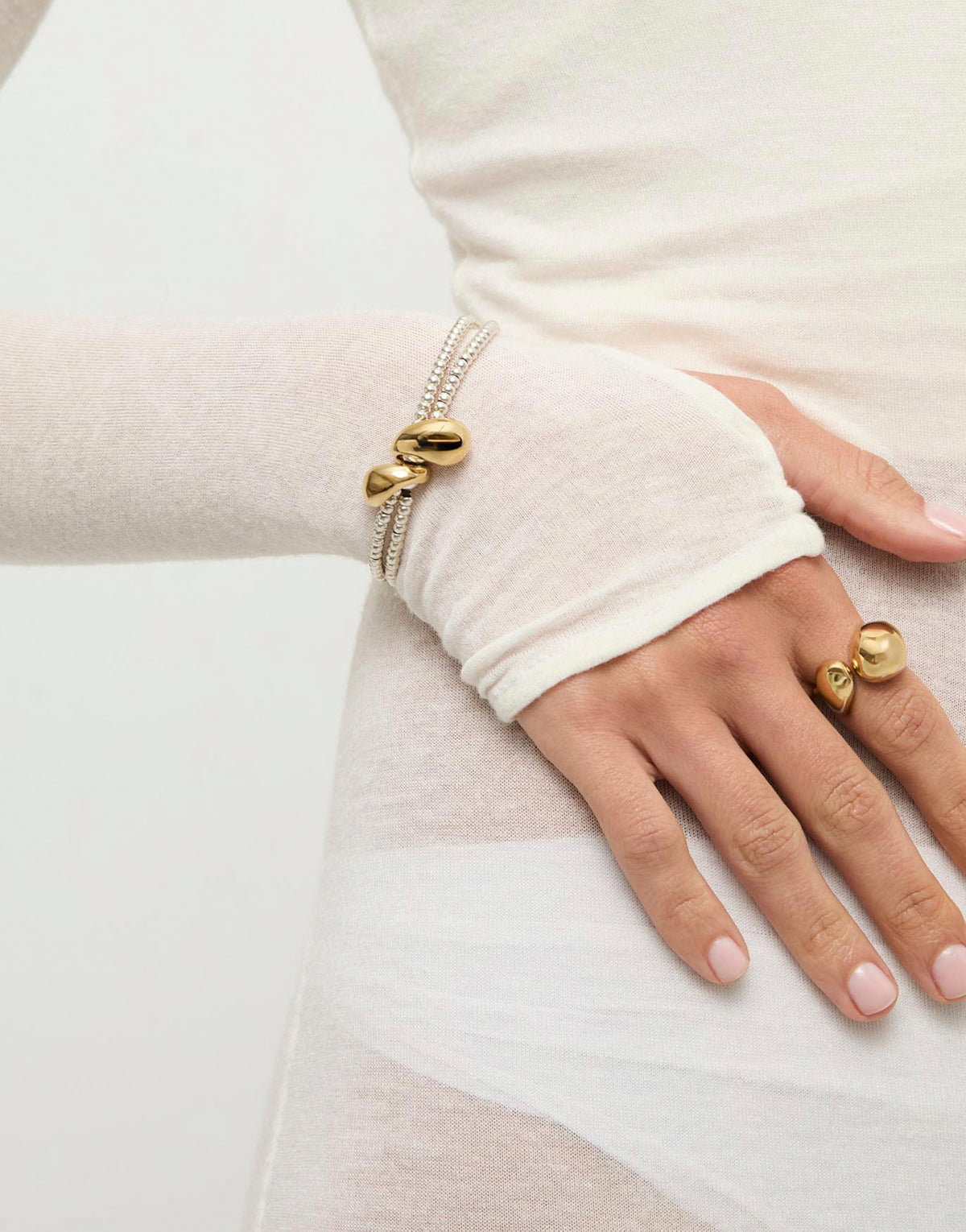 UNOde50 Axis Double Strand Bracelet - Silver & Gold | PUL2662