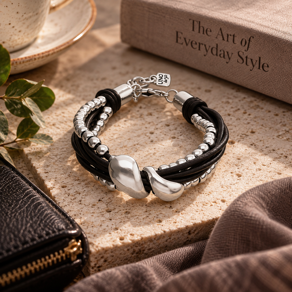 UNOde50 Anima Leather Bracelet – Silver | PUL2666