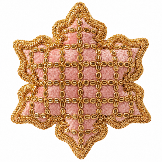 Pink & Gold Embroidered Snowflake Christmas Decoration – Tinker Tailor London