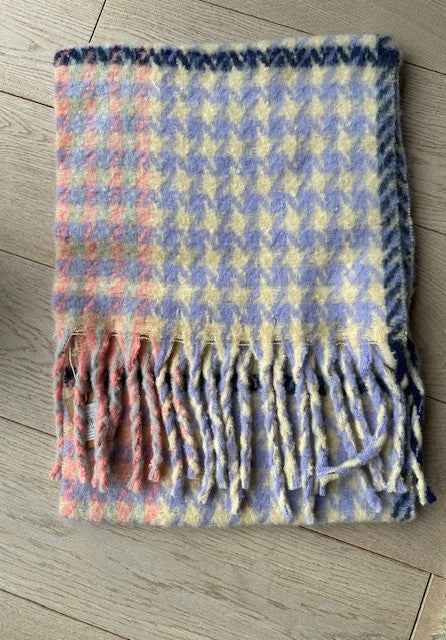 Pale Pink/Blue Houndstooth Winter Scarf | Lisa Angel