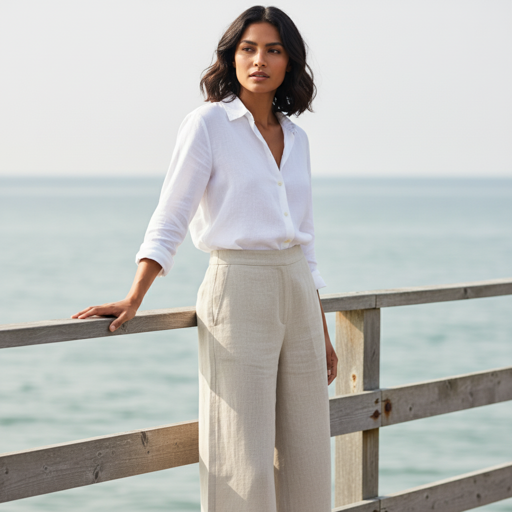 Sandy Marl Pull Together Wide Leg Trousers | Foil FO8300