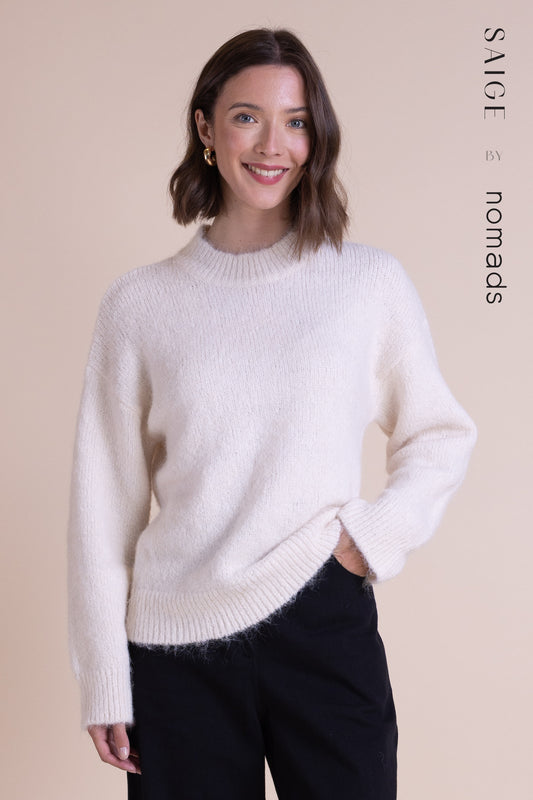 Ecru Crew Neck Jumper | Saige by Nomads
