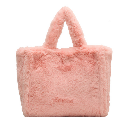 Pink Faux Fur Rectangular Tote Bag | Last True Angel