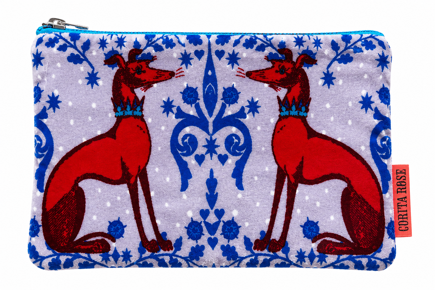 Corita Rose Red Hounds Small Velvet Pouch