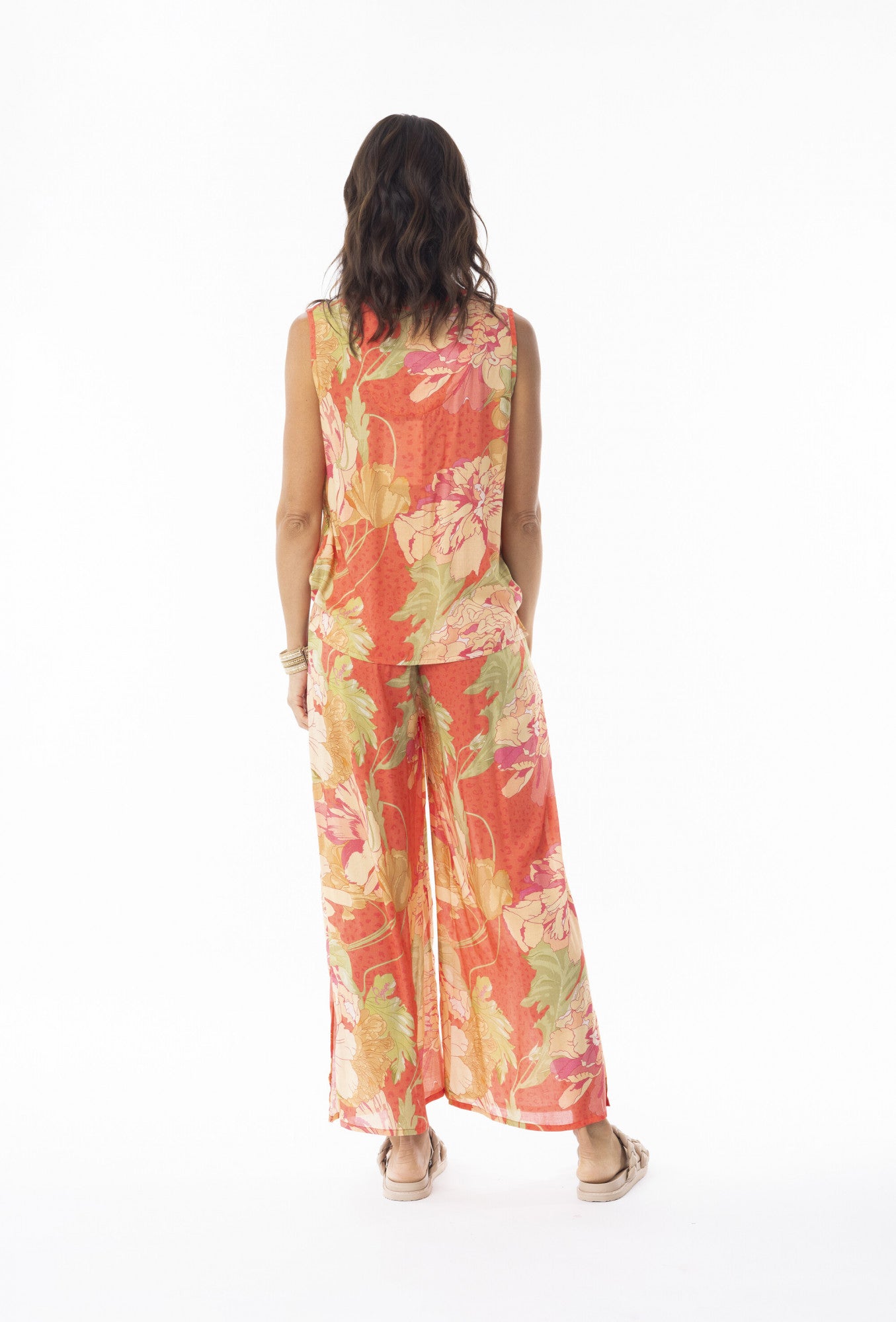 Rose Print Wide Leg Trousers | Escape 9635