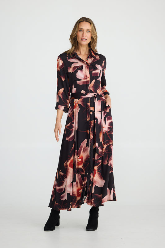 Rossellini 3/4 Sleeve Shirt Dress - Night Orchid | Brave & True