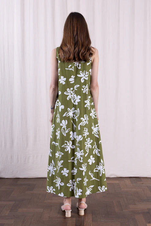 Verdant Cotton Poplin Sleeveless Dress | Nomads ZN2187VDT