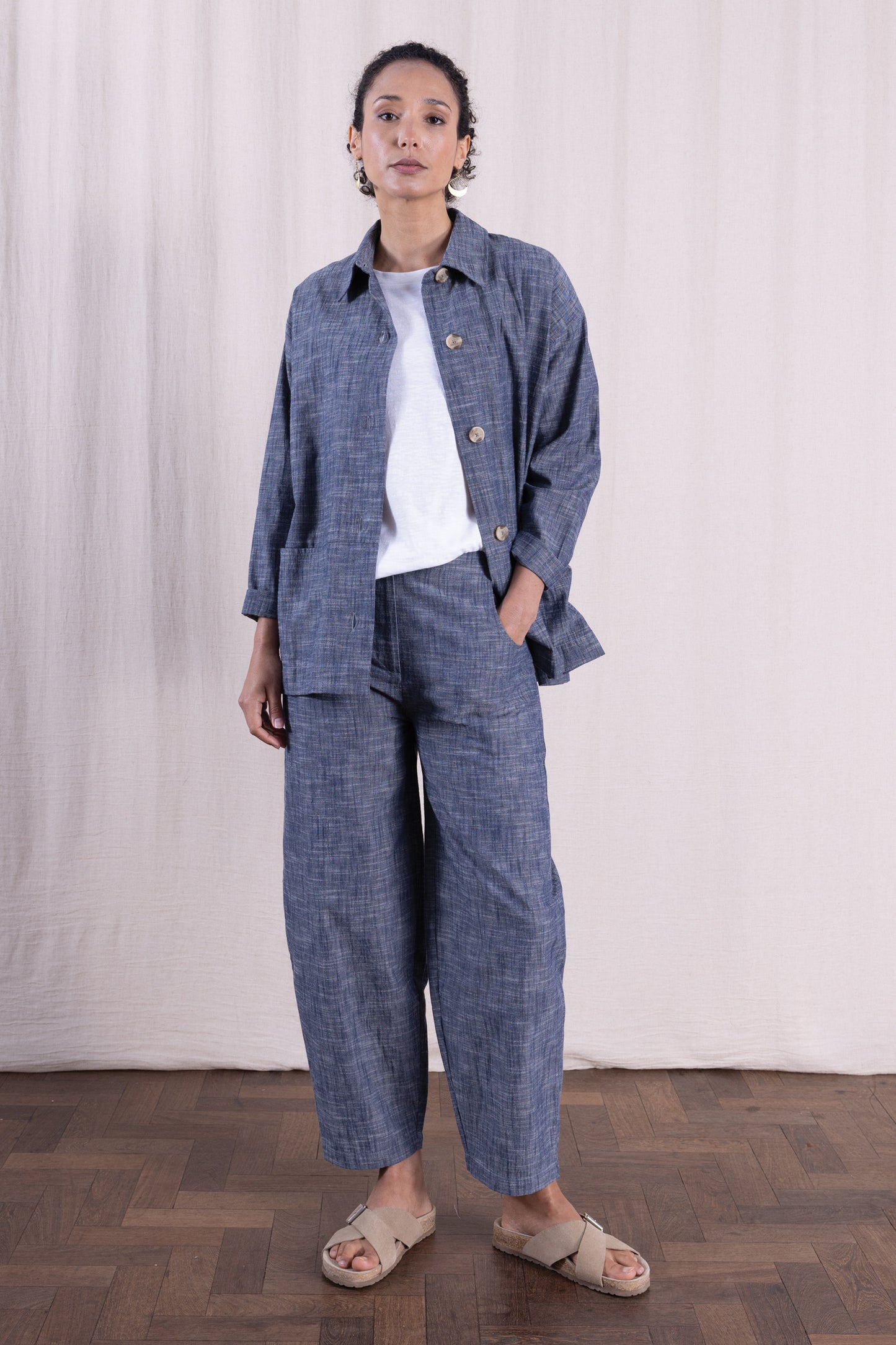 Chambray Barrel Leg Trousers | Nomads CC1109CBY