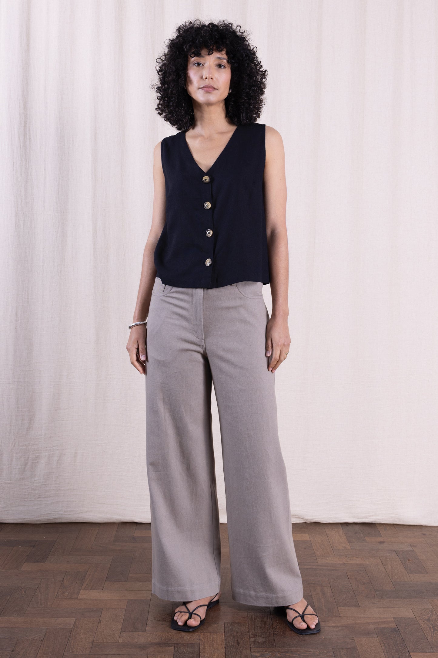 Agate Cotton Drill Wide Leg Jeans | Nomads CD1118AGT