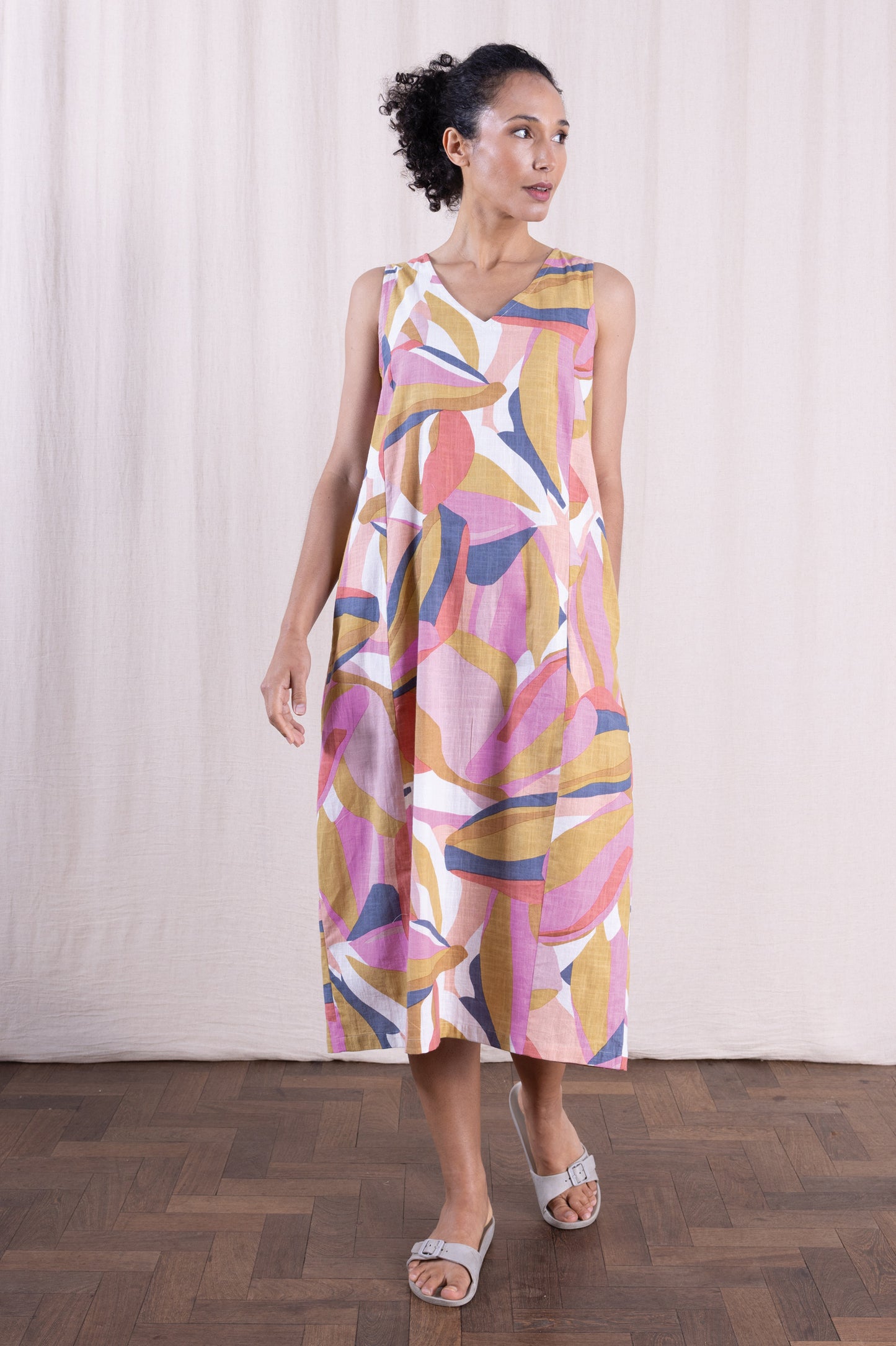 Multi Cotton Bubble Sleeveless Midi Dress | Nomads MT2229MLT
