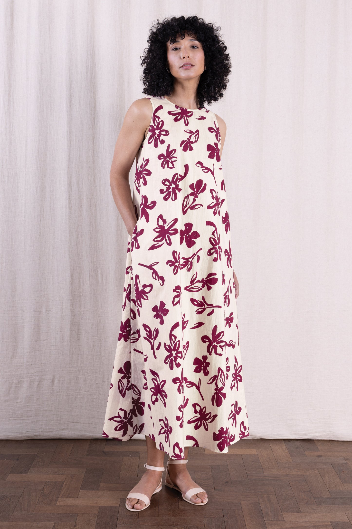 Rosewood Cotton Poplin Dress | Nomads ZN2187RSW