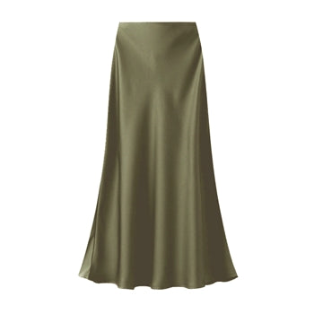 Satin Slip Skirt - Khaki | Last True Angel