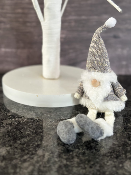 Grey & White Shelf Sitting Knitted Gonk from Ascalon