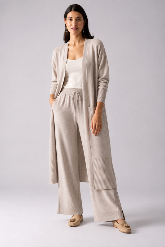 Soft Knit Longline Cardigan in Latte - FO8435 | Foil