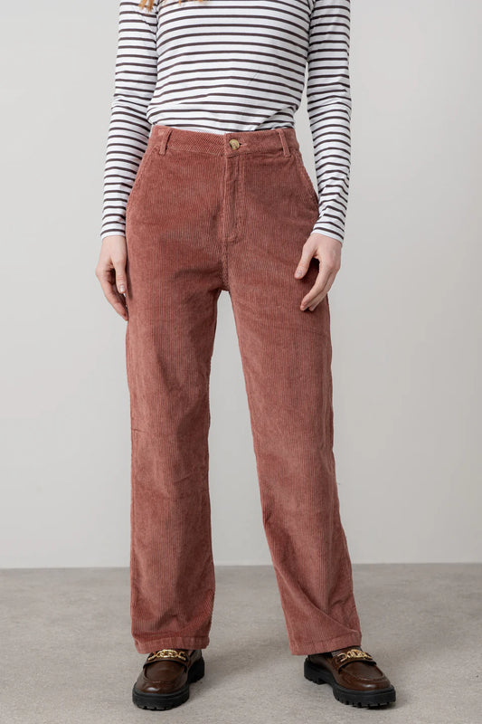 Wide Leg Stretch Cord Strachan Trousers Antique Rose  | Lily & Me LM25638AR